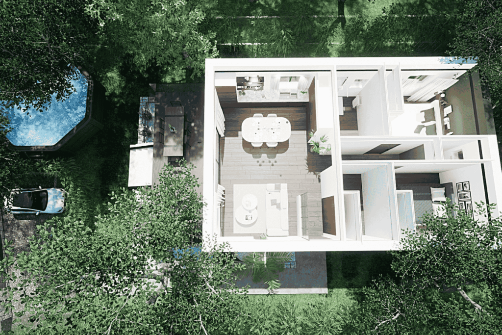 Photo vue de haut villa Ruoms HQF Immobilier